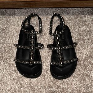 Jeffery Campbell Black Sandals with Silver Accents